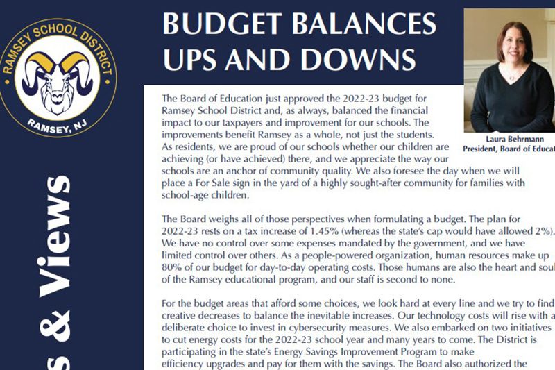 Newsletter Balanced Budget Report with Student Accolades